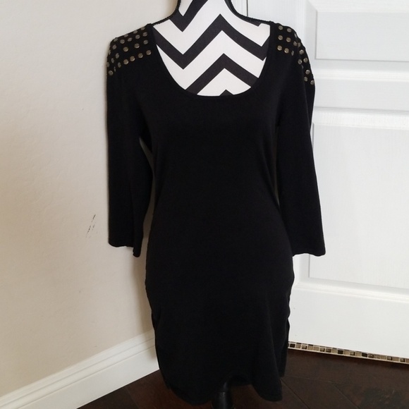 2B Bebe Dresses & Skirts - Bebe Black Bronze Sweater Dress